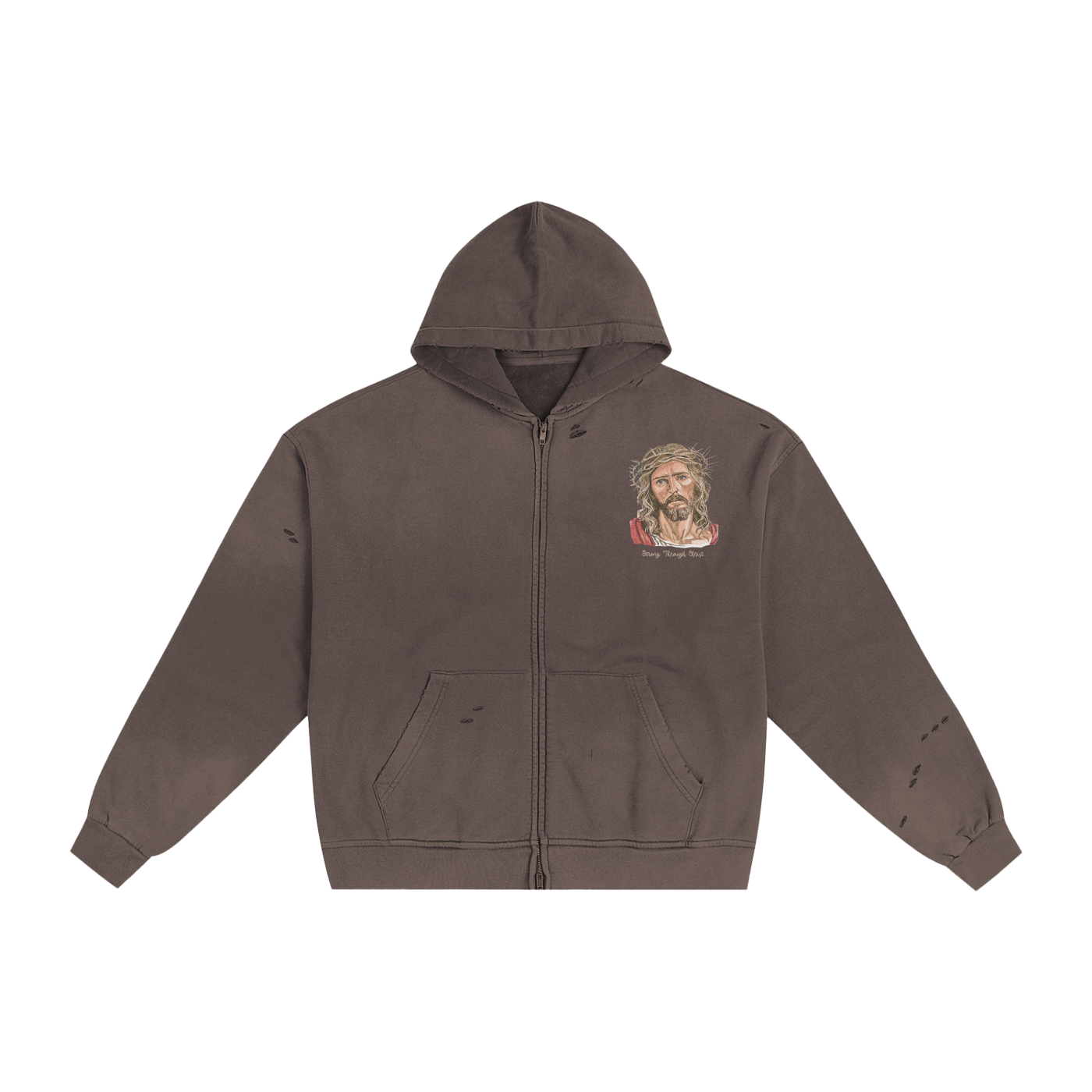 Yahweh Distressed Zip-Up