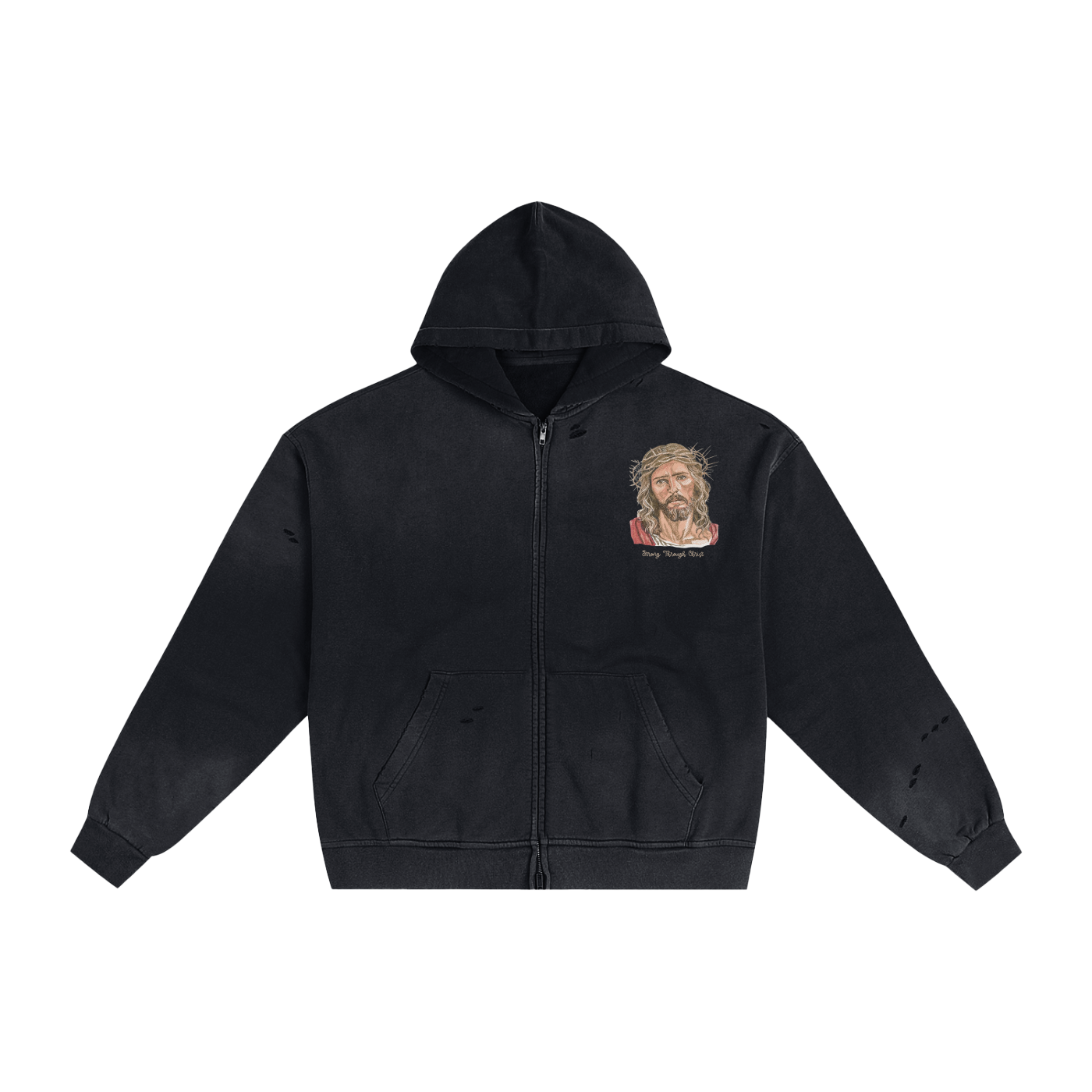 Yahweh Distressed Zip-Up